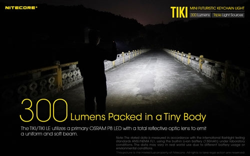 .Nitecore Tiki 300 Lumen USB Rechargeable Keychain Flashlight