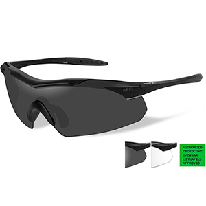 Wiley X Vapor Ballistic APEL Sunglasses - Grey/Clear Lens - Matte Black Frame