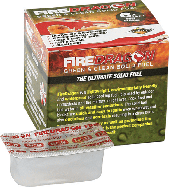 Fire Dragon Fuel - 6PK Waterproof Solid Cooking Fuel - Suggested for Crusader II Cooking Systems