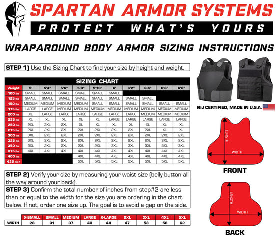 - Spartan Level IIIA Concealable Certified Wraparound Vest w/inserts