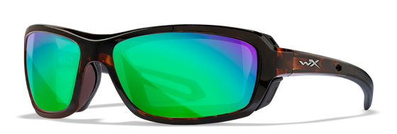 Wiley X Wave Polarized Sunglasses Emerald Mirror Glass Demi Frame