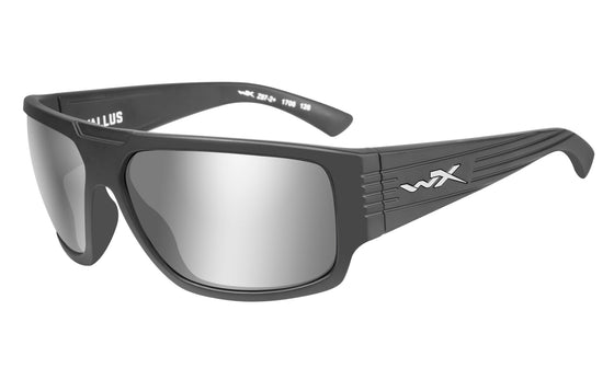 Wiley X Vallus Sunglasses Grey Silver Flash Lenses Matte Graphite Frame